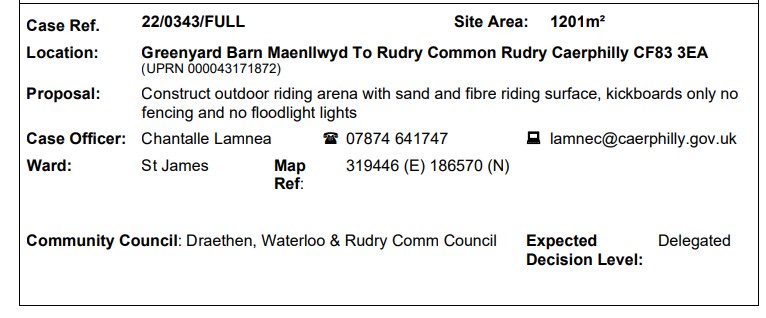 PLANNING APPLICATIONS RECEIVED BY CCBC - 22/0343/FULL