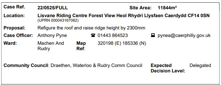 Planning application 22/0525/FULL received for DWR Community Council consideration.