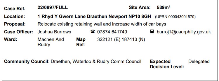 PLANNING APPLICATIONS 22/0897/FULL RECEIVED BY CCBC UP TO 1 November 2022