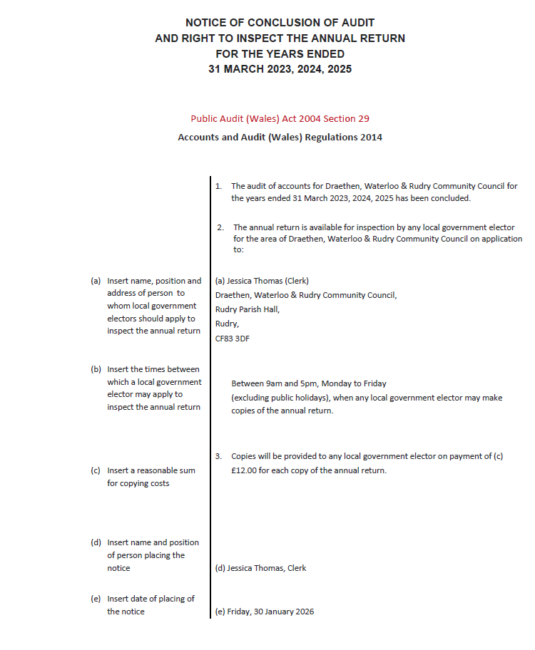 Audit Completion Notice