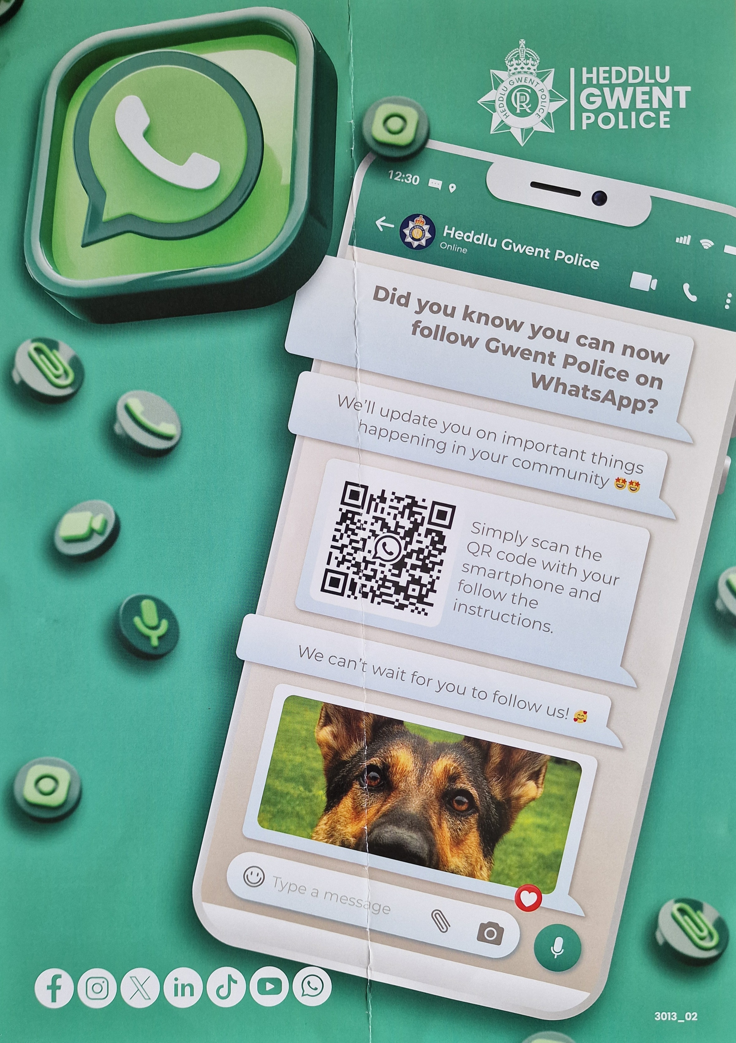 Did you know you can now follow Gwent Police on Whatsapp?